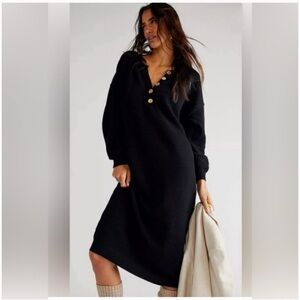 Free People Hailee Sweater Midi Dress in Black